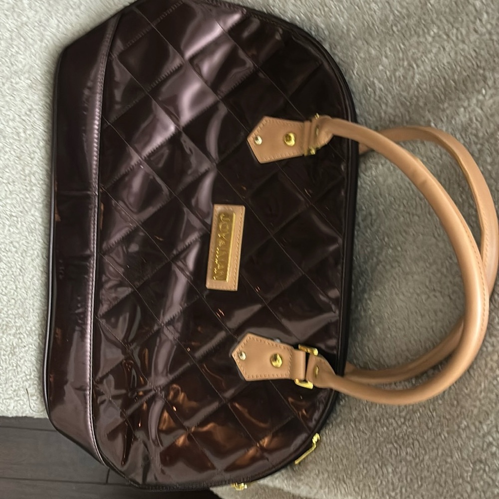 Joy& Iman Chocolate brown Patent leather look satchel-$45